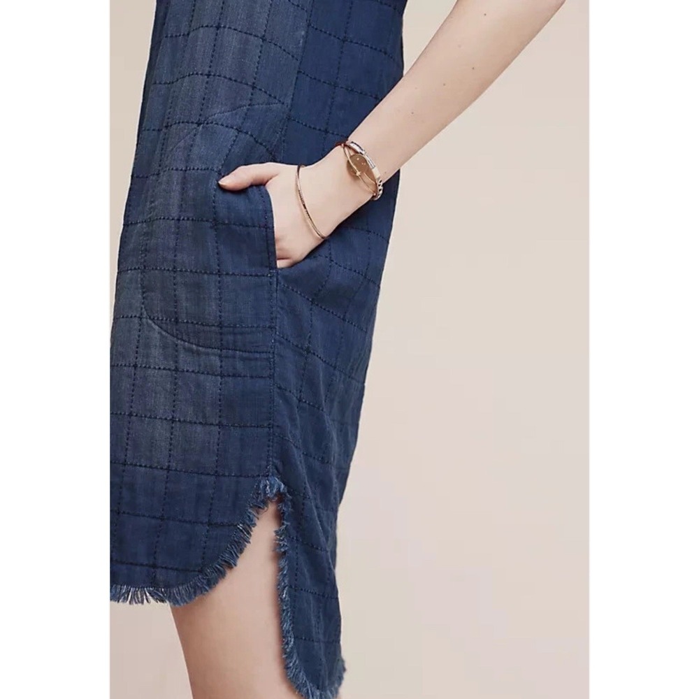 Cloth & Stone Anthropologie Frayed Tunic Dress size XS V Neck Sleeveless - Picture 3 of 6